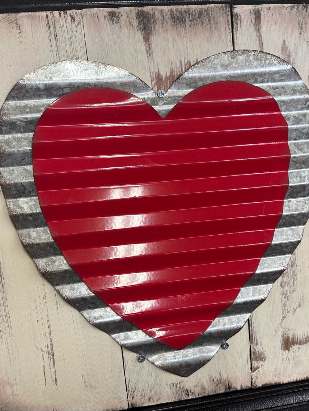 Corrugated Metal Red Heart Wall Art